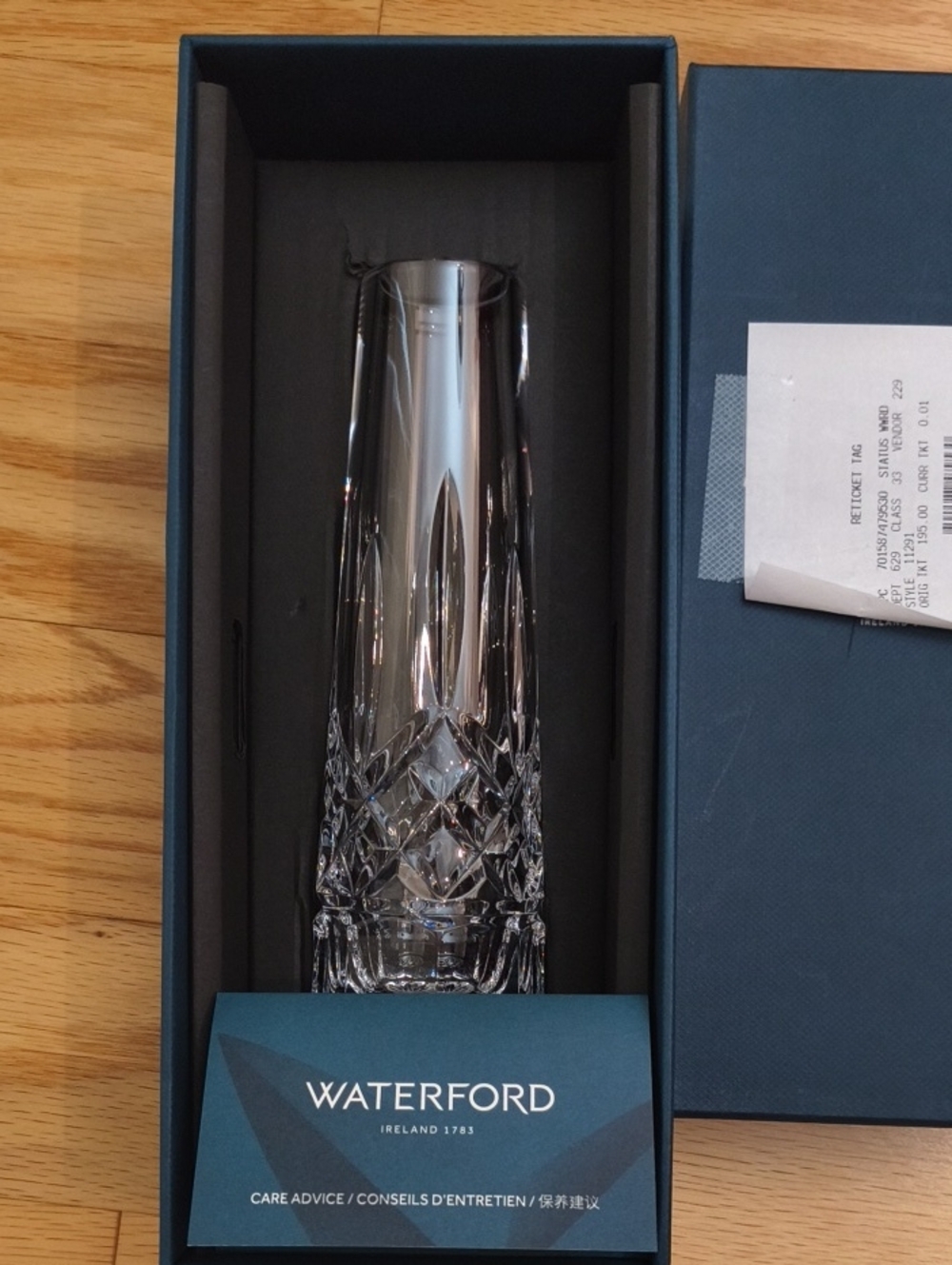 Waterford Bud Base Lismore Cut 7" NWT-Store Return